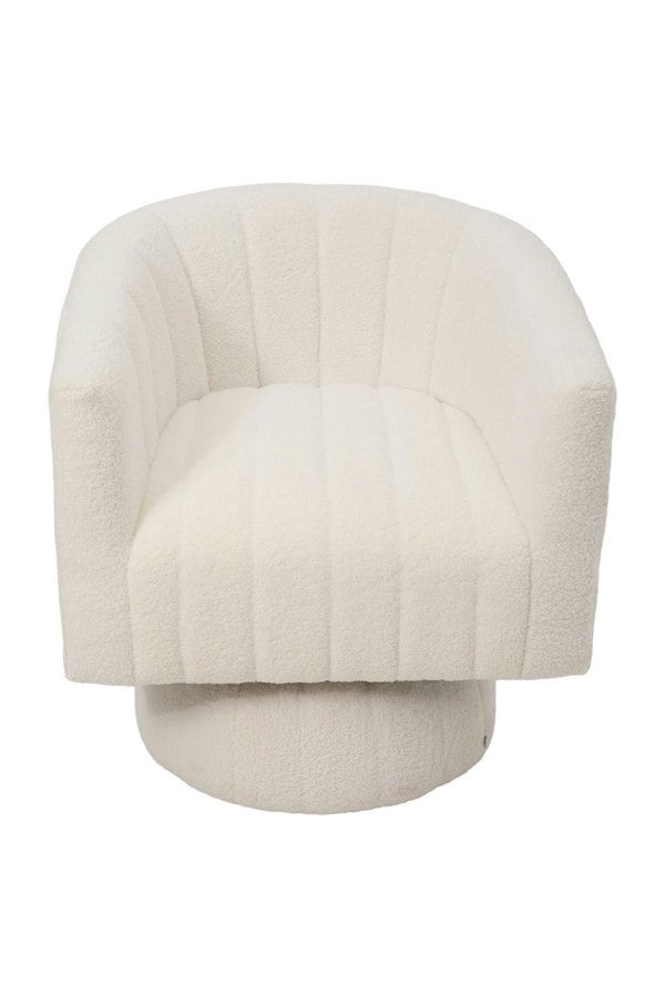 Living and Home White Sherpa Upholstered Swivel Accent Armchair