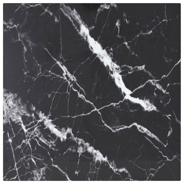 Berkfield Table Top Black 40x40 cm 6 mm Tempered Glass with Marble Design