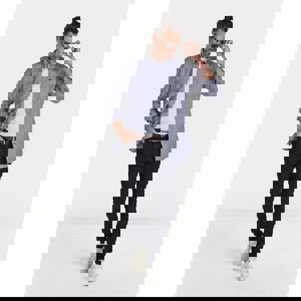 Raging Bull Mens Classic Linen Long-Sleeved Shirt - Charcoal - 