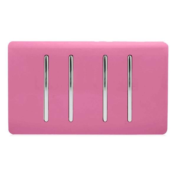 Trendi Switch 4 Gang 1 or 2 Way Light Switch in Candy Pink