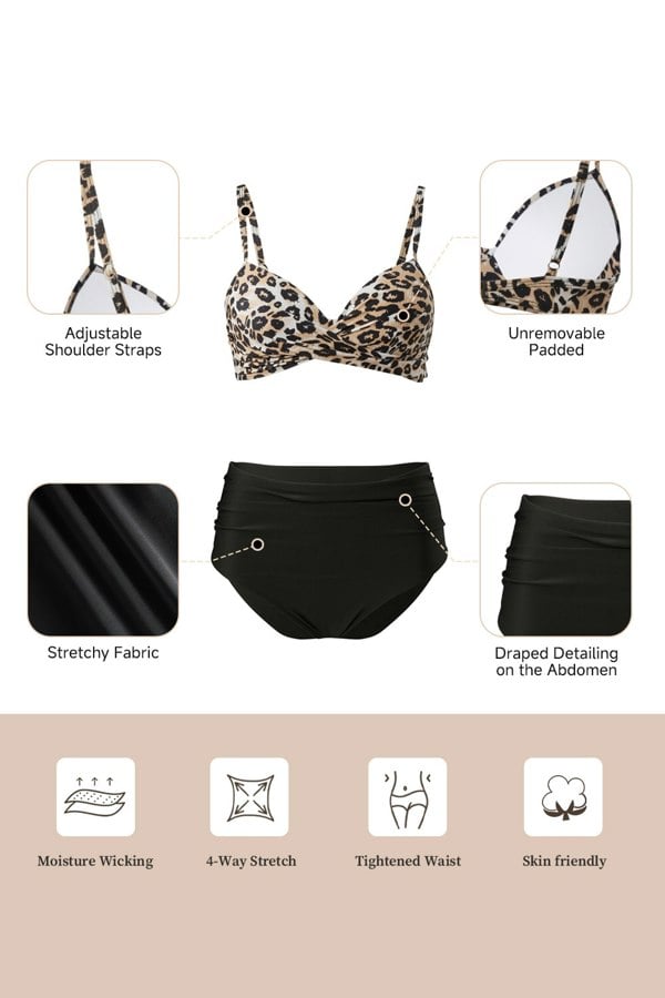 Modishion High-waisted Two-Piece Swimsuit Set