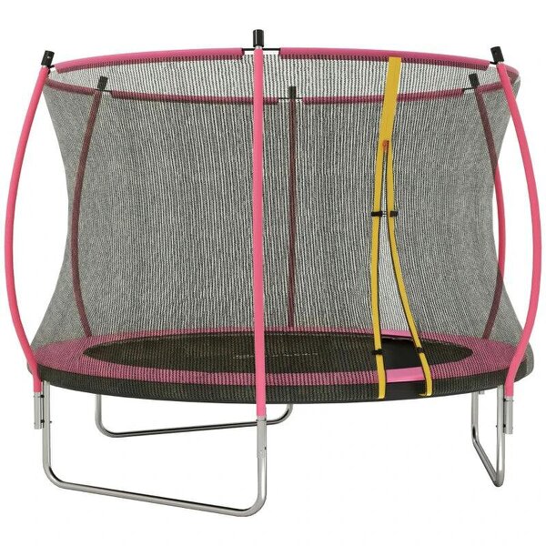 10ft Outdoor Trampoline with Enclosure Net, Spring Cover, Pink