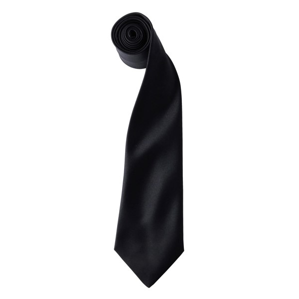 Premier Mens Plain Satin Tie (Narrow Blade) - Black