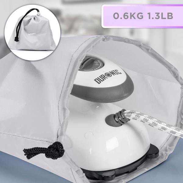 Duronic SI2 WE Mini Travel Steam Iron 375W White 50ml Variable Temperature for Holidays Quilting & Crafts