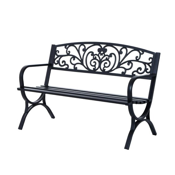 Wyld Haus Yota Nile 127cm Steel Black Powder Coated Garden Bench