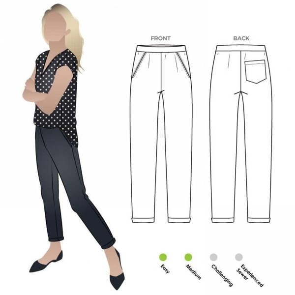 Style Arc Sewing Pattern Parker Ponte Pants - Trousers for Women - Intermediate
