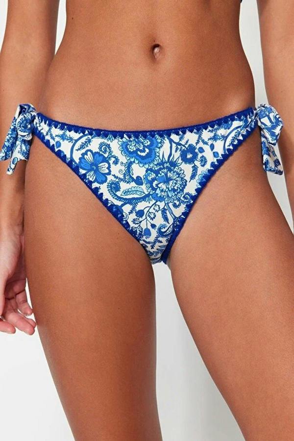 WOVCOR Shawl Pattern Embroidered Regular Waist Bikini Bottom