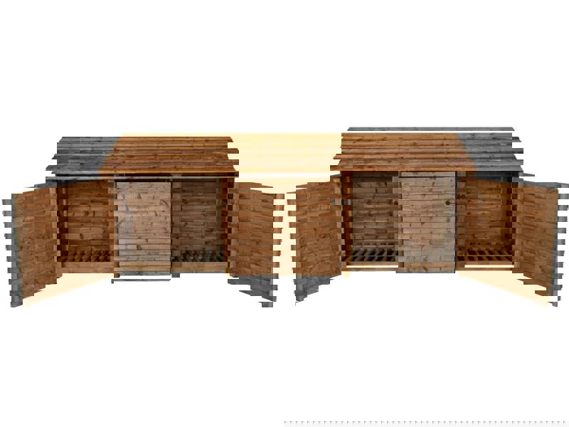 Arbor Garden Solutions Wooden Log Store with Doors W-335cm, H-126cm or 180cm, D-88cm - Brown Finish