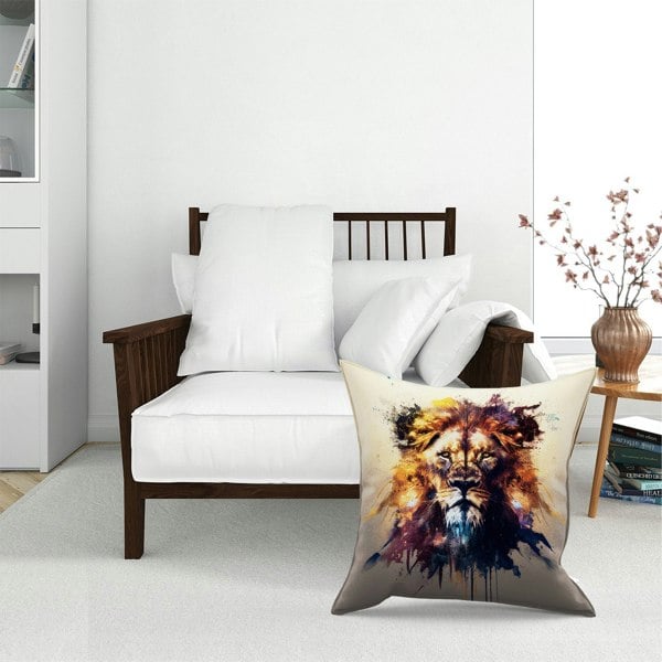 Warren Reed Majestic Lion Face Splashart Floor Cushion