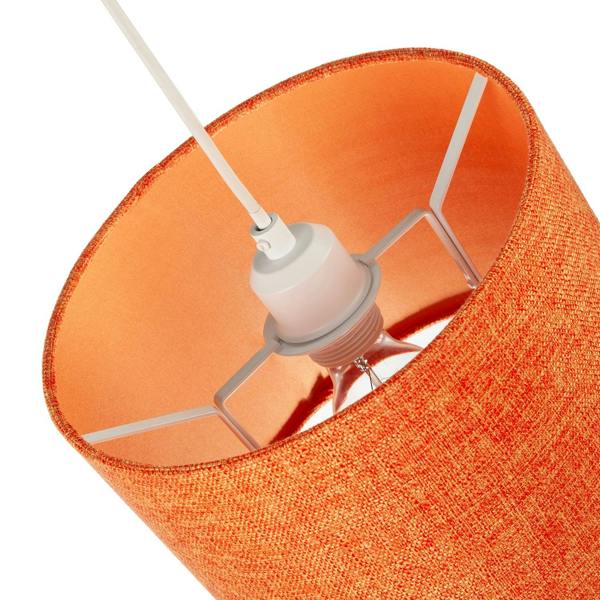 Contemporary and Sleek Orange Natural Linen Fabric Drum Lamp Shade Image 3