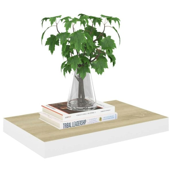 Berkfield Floating Wall Shelves 4 pcs Oak and White 40x23x3.8 cm MDF