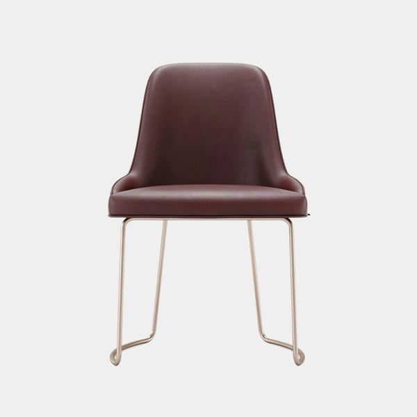 Domkapa Desna Natural Leather Dining Chair with Rose Gold Base