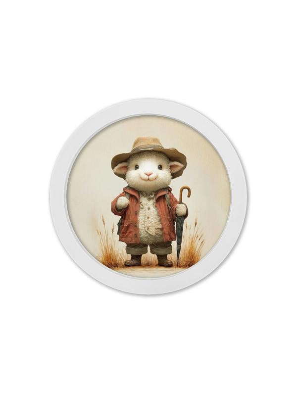 Exceptional Art The Little Farmers - 30cm White Round Box Frame