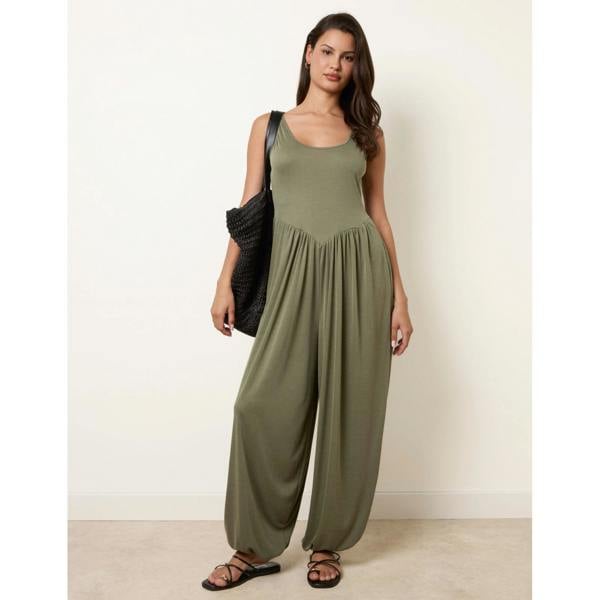 Blue Vanilla Jersey Balloon Leg Jumpsuit With Pockets