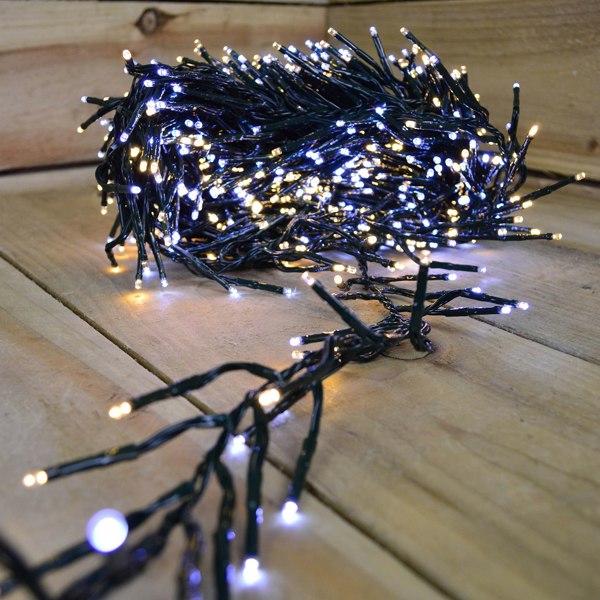 Samuel Alexander 720 LED 9.3m Premier Clusterbrights Indoor Outdoor Multifunction Mains Christmas Cluster Lights with Timer in Cool & Warm White