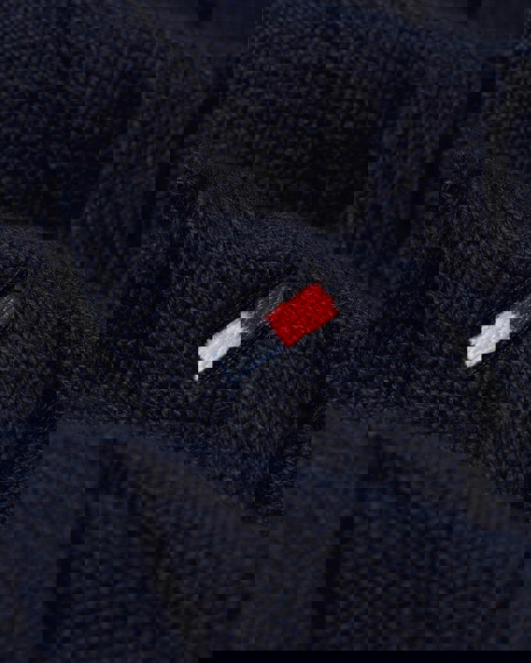 Tommy Hilfiger Classic Cotton Cable Mens Half Zip Mock Sweatshirt - Desert Sky