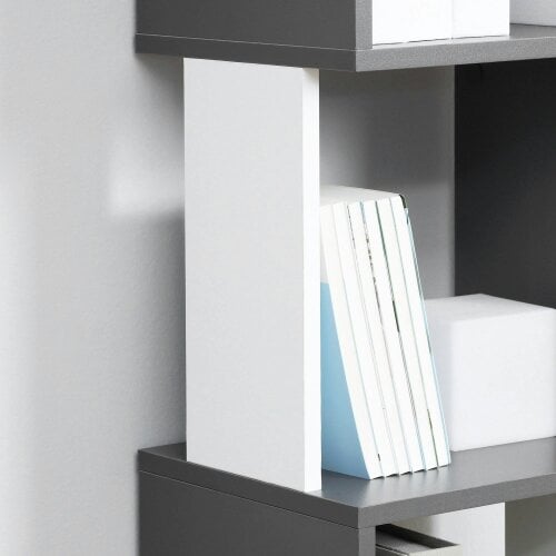 Wyld Haus Lale Wood White And Dark Grey 5 Tier Freestanding Bookcase