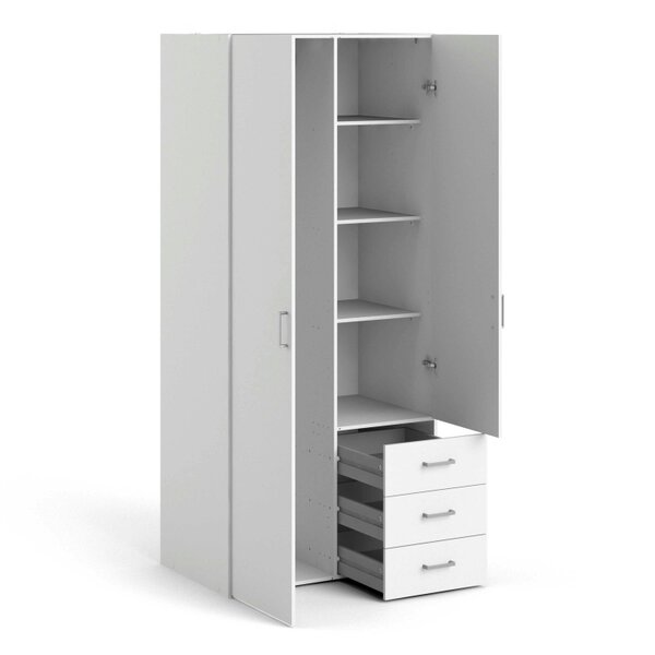 Wyld Haus Munich White Wooden 2 Doors 3 Drawers 4 Shelves