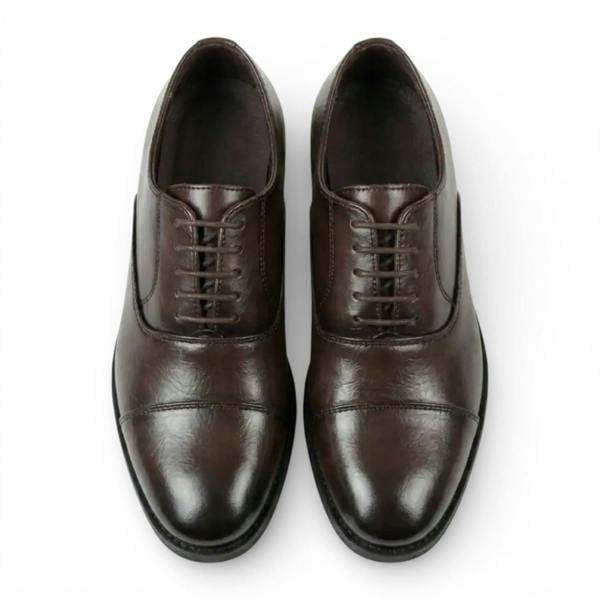 Dolcetto Men's Brown Classic Cap-Toe Oxford Formal Lace-Up Brogue Shoes