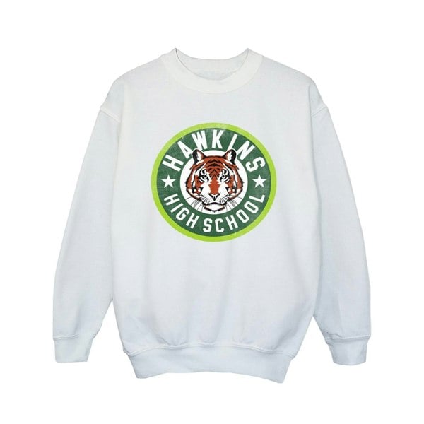 Netflix Girls Stranger Things Hawkins Tiger Circle Sweatshirt - White