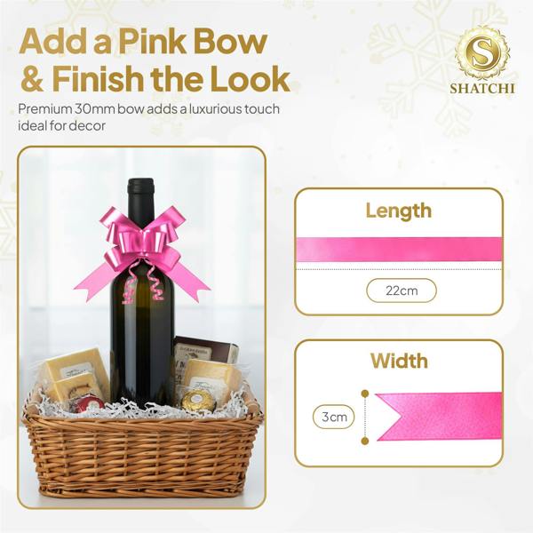 30mm Hot Pink Pull Bows, 10 Pack to 60 Pack, Polypropylene Ribbon Gift Bows image 9