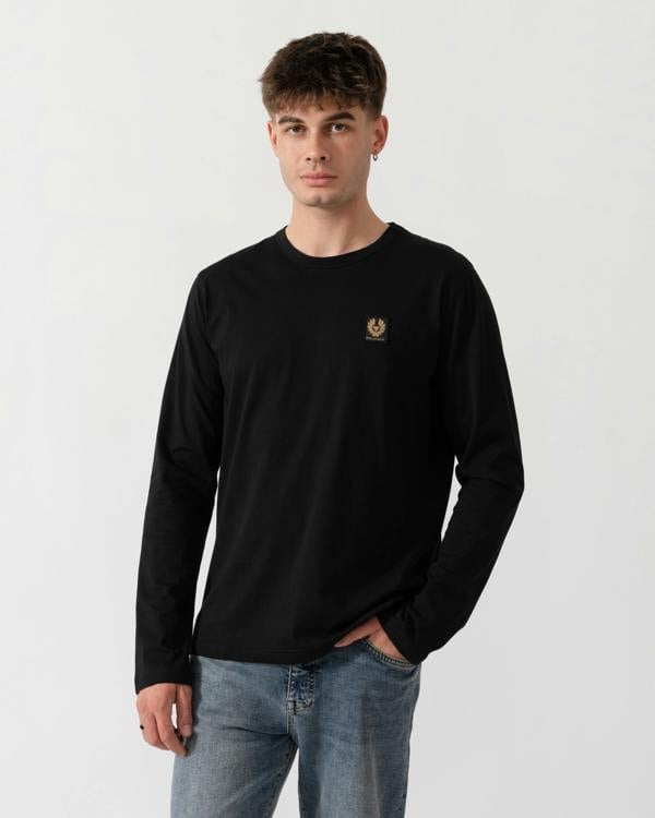 Belstaff Mens Long Sleeved Logo T-Shirt - Black front