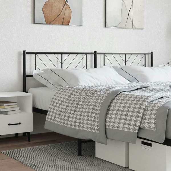 Berkfield Metal Headboard Black 206x90 cm