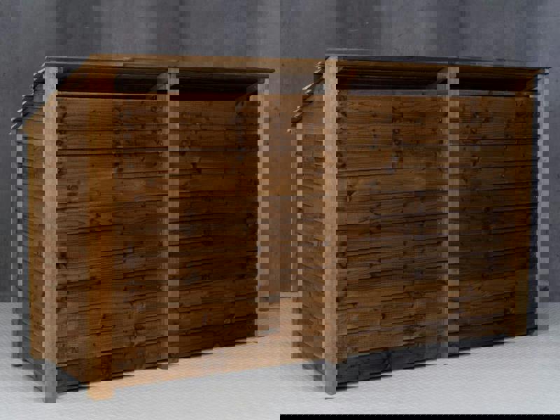 Arbor Garden Solutions Wooden Log Store with Doors W-227cm, H-126cm or 180cm, D-88cm - Brown Finish