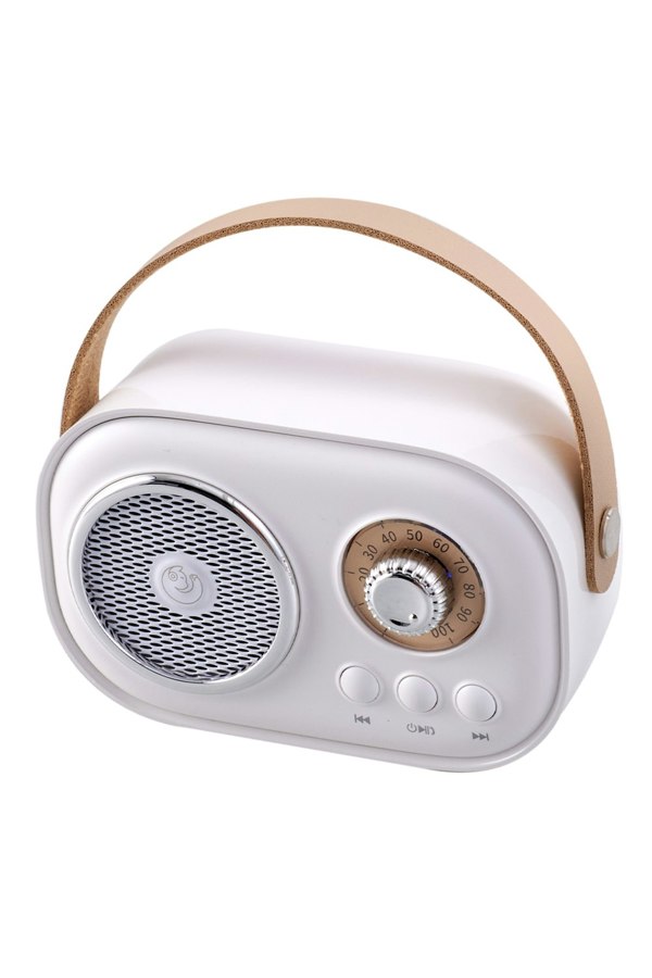 Living and Home Portable Retro bluetooth Karaoke Machine with Wireless Microphones - White