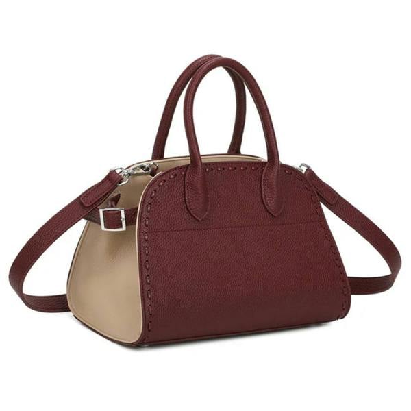 Love EMVY Buckle Stitch Two-Tone Faux Leather Grab Bag
