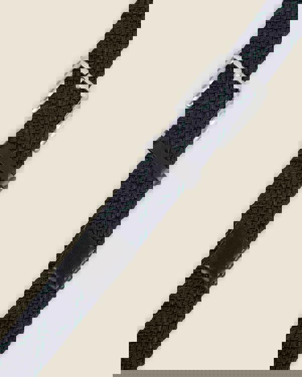 Larsson & Co Ahtari - Navy & Green Stitch Detail Woven Casual Stretch Belt