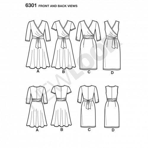 New Look Sewing Pattern 6301, Dresses for Women, A (8-10-12-14-16-18-20) - Easy