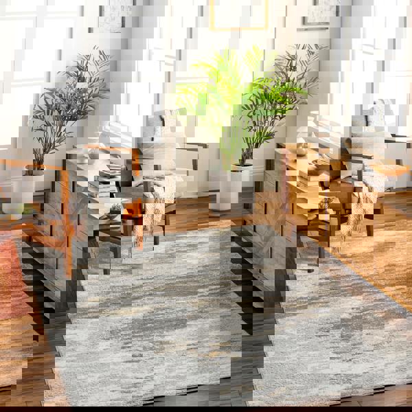 Livabliss San Francisco-Abstract Grey Yellow Ivory Modern Marble Rug