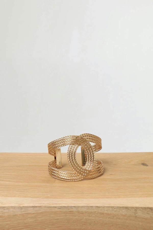 Gold | Metallic Twist Texture Wide Bracelet