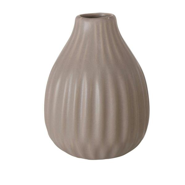Boltze Set 3 Grey Porcelain Bud Vases Pleated Design