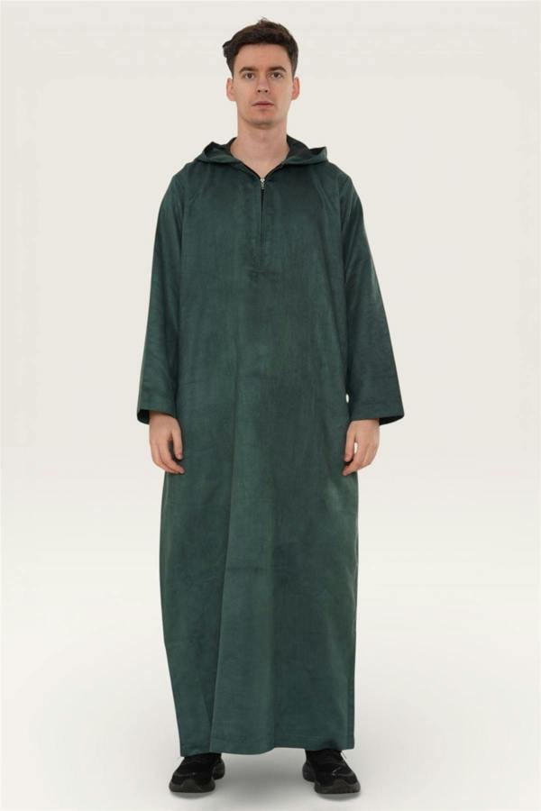 Infinity Leather Men's Hooded Eid Moroccan Jubba Robe Ramadan Eid Thobe - HM12