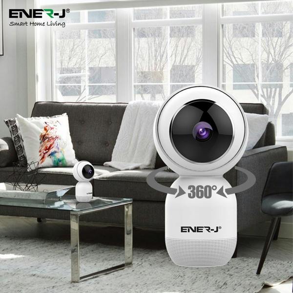 Ener-J Smart WiFi 1080P PTZ Indoor Security Camera, 360 Degree Coverage, Night Vision, Two-Way Audio & Motion Tracking