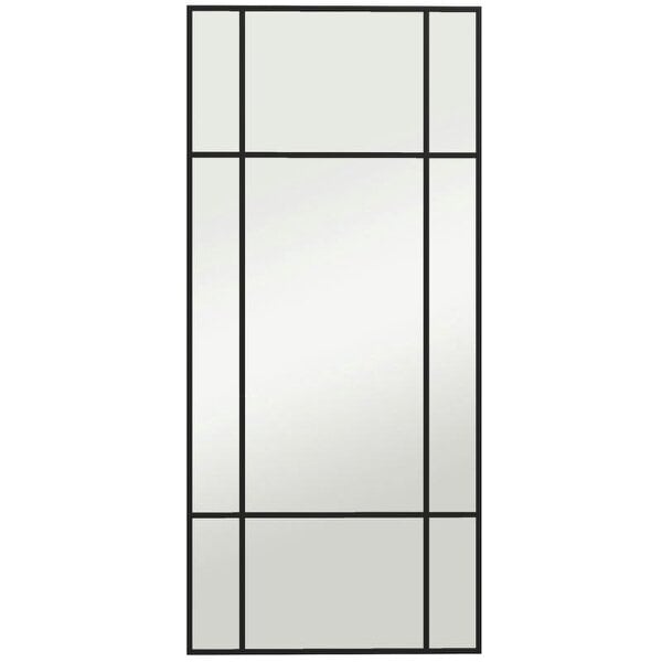 Decorative Grid Wall Mirror, with Back Hooks - Black