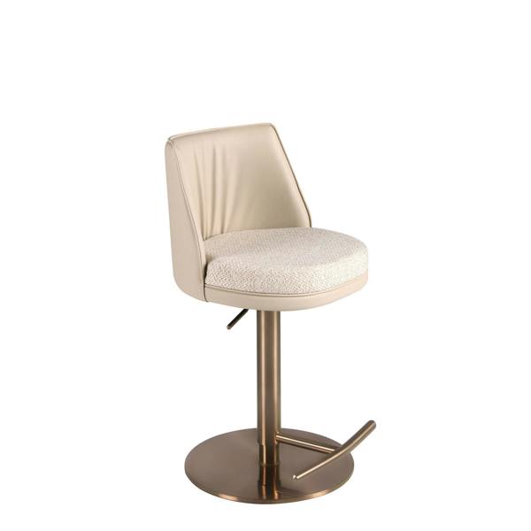 Angel Cerdá Swivel Stool in Cream Marbled Fabric and Cream Leatherette 4234