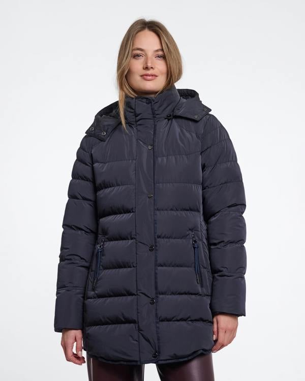 Rino & Pelle Nusa Womens Padded Coat With Detachable Hood - Dark Navy | CHO | Designer Womens Padded Coat