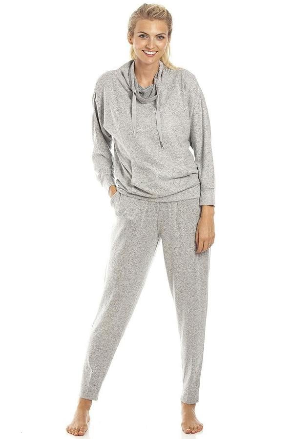 Lush Long Sleeve Lightweight Cowl Neck Knitted Hacci Pyjama Set