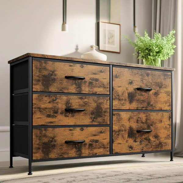 Rafaelo Mobilia Bedroom Dresser With 5 Fabric Storage Drawers