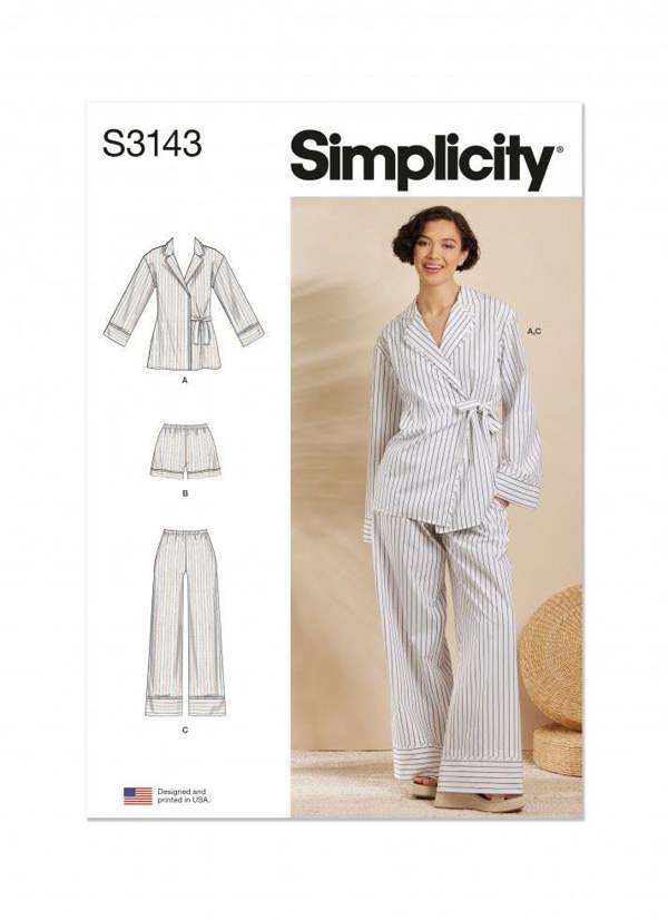 Simplicity Sewing Pattern 3143, Pyjamas for Women, A (XS-S-M-L-XL-XXL) - Intermediate
