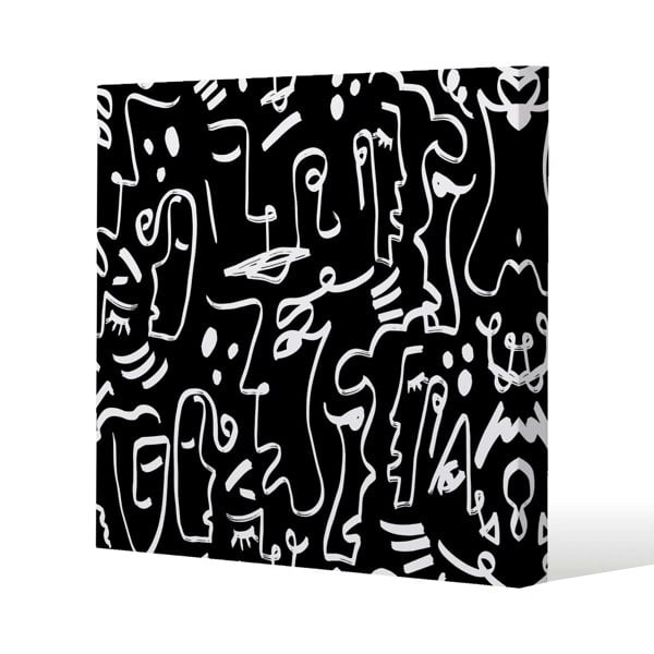 Benjamin Tate Design Geometric Shapes Repeating Slim Style Canvas Print  75x75cm , 15mm Slim Real wood.