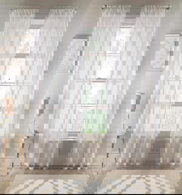 Tyrone Textiles Eden Recycled Eco Friendly Linen Look Plan Voile Panel Pair with Rod Pocket- Ready To Hang