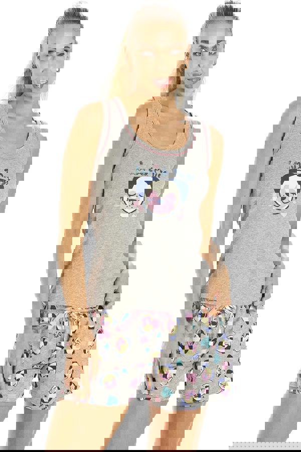 Camille Womens Short Cotton Grey Dog Print Pyjama Set