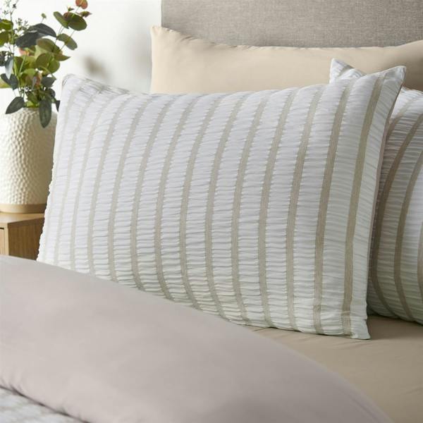 So Soft Seersucker Stripe Natural Duvet Cover Set