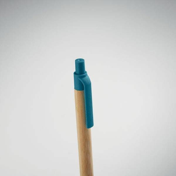 MidOcean Itea Colour Push Button Bamboo & Wheat Straw Ballpoint Pen - Blue - 