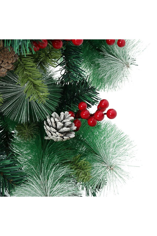 Living and Home Artificial Green Flocked Full Christmas Tree with Stand 1.8m