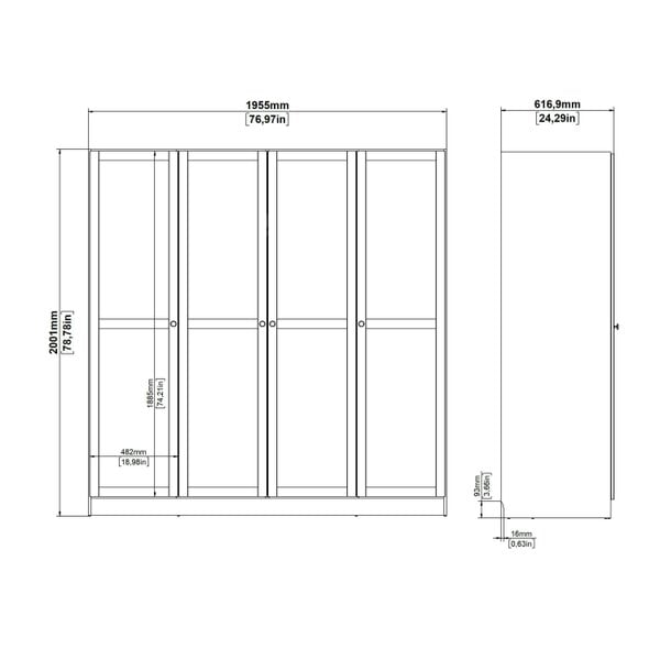Wyld Haus Cherryfern Natural Oak Wood Wardrobe 4 Frame Doors